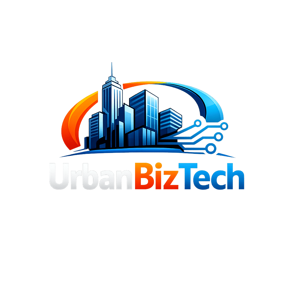 urbanbiztech logo with city skyline